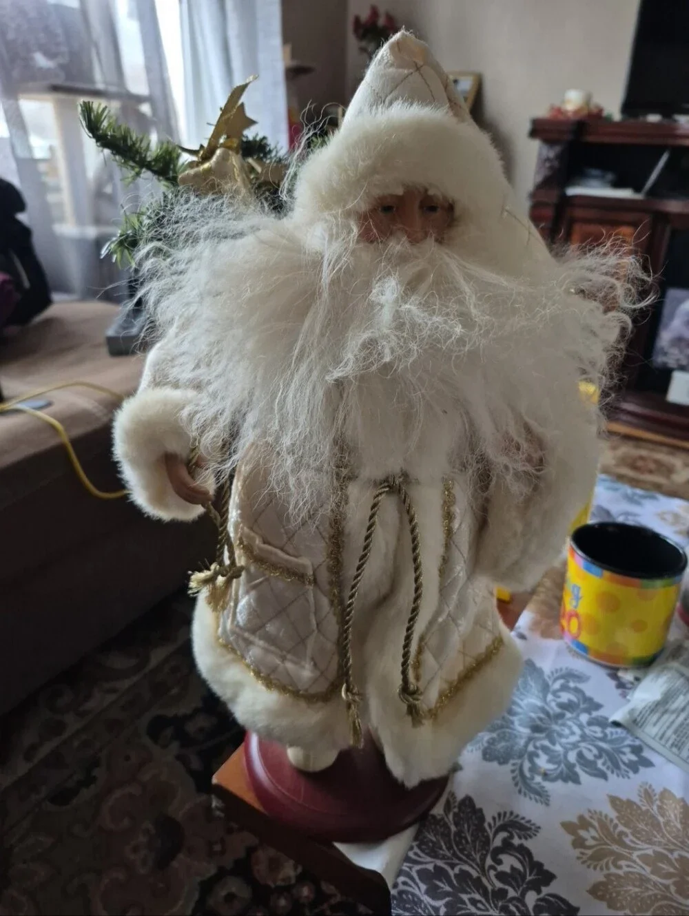 White and Gold Standing Santa Claus Christmas
